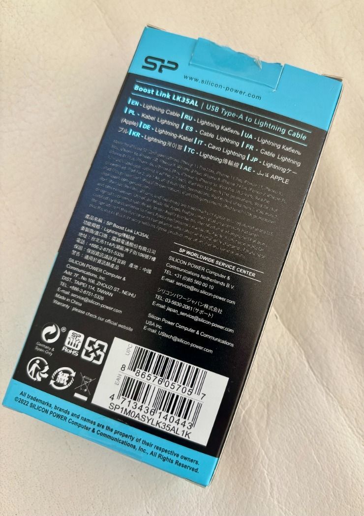 Silicon Power Kábel - USB to Lightning (Fekete, 1m, 480MB/s, Apple MFi Certified, harisnyázott)