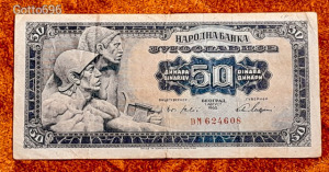 1965 -ös YUGOSLAVIA  - 50 Dinara bankó (L0564)