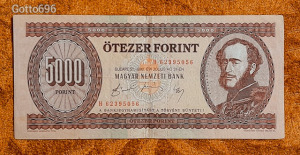 1990 -es Ropogós 5000 Forint -os H betűjeles, fémszálas bankó !!!! (L0597)
