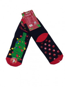 35-38-as fekete-piros üveges csúszásgátlós téli karácsonyi thermo zokni - Aura Via - ÚJ