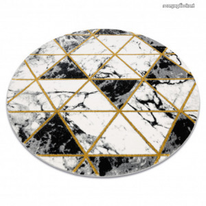EMERALD szőnyeg 1020 kör - glamour, elegáns márvány, háromszögek fekete / arany kör 160 cm