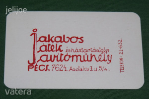 Kártyanaptár,kisipari,Jakabos játék háztartási gép javítóműhely,Pécs, 1983,   ,B,