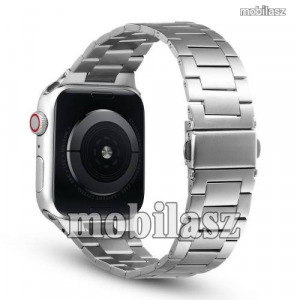 Fém okosóra szíj - EZÜST - rozsdamentes acél, csatos, 189mm hosszú - Apple Watch Series 1/2/3 42m...