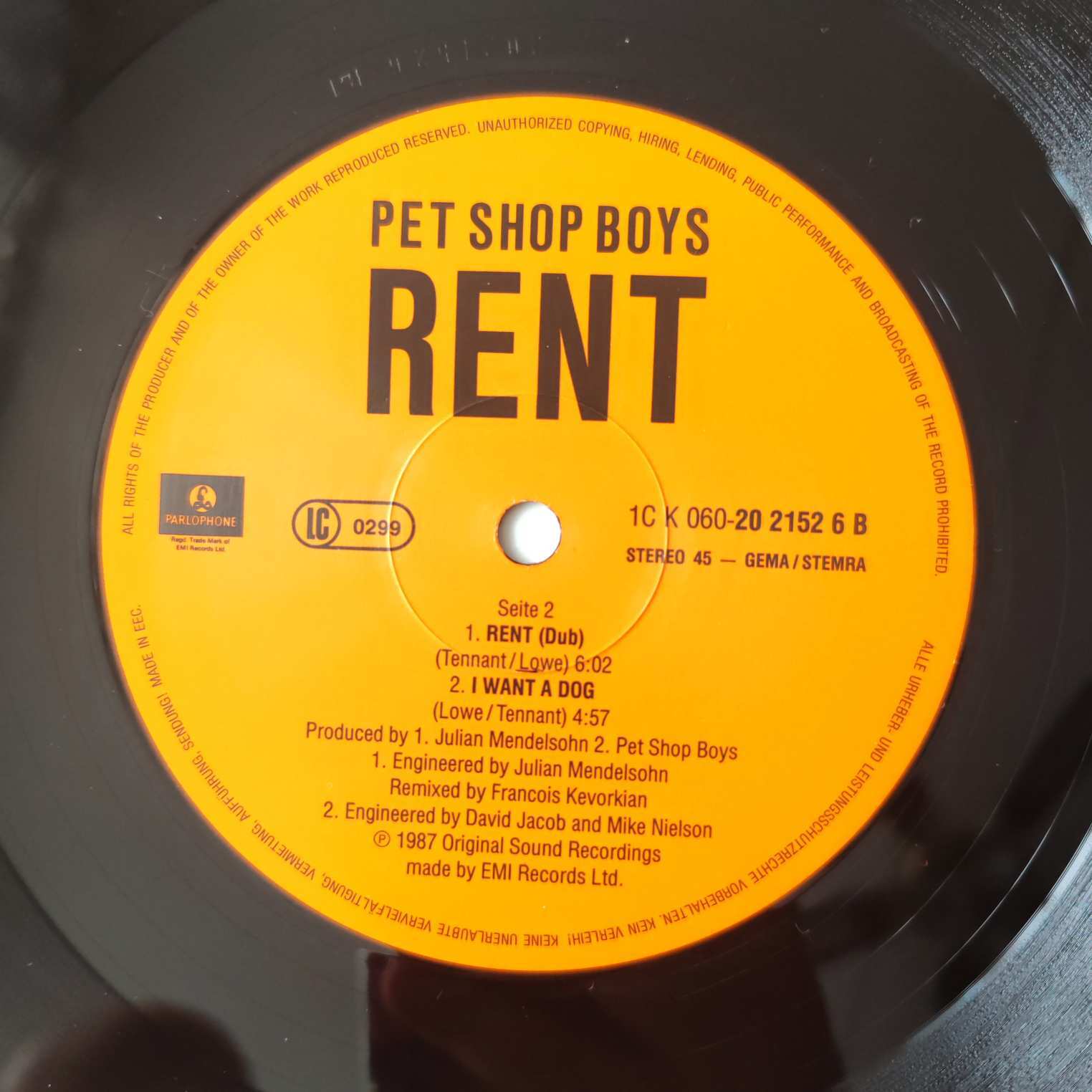 Pet Shop Boys / Rent 1C K 060-20 2152 6