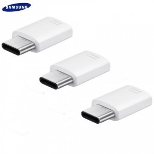 Samsung EE-GN930KWEG Adapter (microUSB - USB Type-C, töltéshez, adatátvitelhez, 3db), Fehér [Sams...