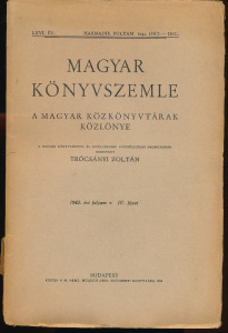 Magyar Könyvszemle, A magyar közkönyvtárak közlönye  1942. évi folyam. IV. füzet