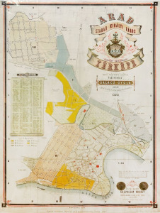 1881 Arad szabad királyi város belhatár hálózatának térképe - Nagyon dekoratív térkép   (*311)