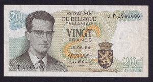 Belgium 20 frank aUNC 1964 (hajtatlan)