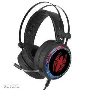 Marvel fejhallgató - Pókember 001 USB-s gamer fejhallgató RGB színes LED világítással, állítható ...