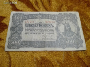 1923 -as Ropogós 500 korona -s bankó kis méretű Ritkább!!!! (L0994)