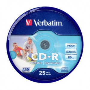 Verbatim CD-R írható CD lemez 700MB matt nyomtatható 25db hengeres (43439)
