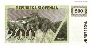 Szlovénia 200 Tolar Bankjegy 1990 P7a