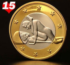 6 Sex Euro 2015 UNC Bimetál Erotikus Érme Szex Euro No.15