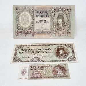 Ritkább magyar pengő pénzek 100 pengő 1943, 50 pengő 1945, 5 pengő 1939 régi pénz 1FT NMÁ