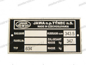 JAWA 350 6V TÍPUSTÁBLA /634/