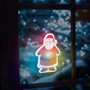 Karácsonyi RGB színes színváltós LED dekor - öntapadós - télapó mikulás
