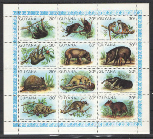 1981. Guyana - Egzotikus állatok blokk**