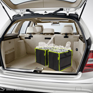 Összecsukható hordozható bevásárló táska kosár rekesz 2db 25x30x30cm autós rendszerező csomagtartóba