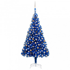 kék PVC megvilágított műkarácsonyfa gömb szettel 240 cm