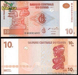 Kongó 10 Francs bankjegy (UNC) 2003