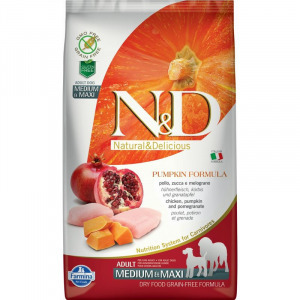 N&D Dog Grain Free csirke&gránátalma sütőtökkel adult medium&maxi 2,5kg (LPHT-PND025855S)