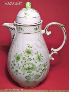 Porcelán tea kanna / teás kanna - kézzel festett - SC zöld 0,8 literes (Hollóházi Porcelán) - 17.