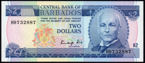 Barbados 2 dollár UNC 1986