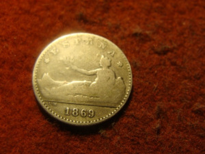 Spanyol ezüst 50 centimos 1869
