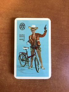 retró Csepeli kerékpár és varrógép gyár - bontatlan magyar kártya csomag - 10 x 6 cm