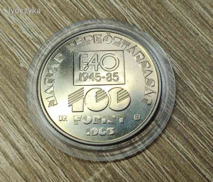 Magyarország: 100 Forint FAO 1985 (20.000 darab) Érmekapszulában.