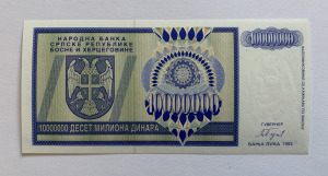 10.000.000 (tízmillió) dínár 1993 Bosznia-Hercegovina - hajtatlan UNC bankjegy - gyűjtői darab