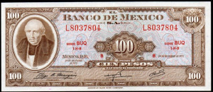 Mexikó 100 pesos UNC 1972