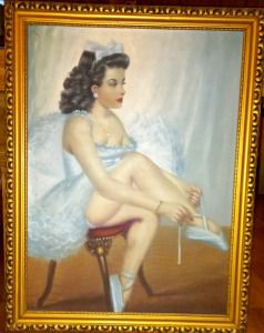 Antik festmény 90x70 cm Balerina. Bánáti Károly képe.