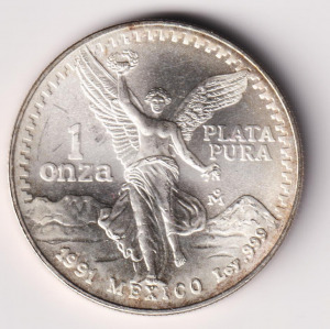Mexikó ezüst 1 Onza 1991 31.1 gr/0.999 UNC kapszulában + certi