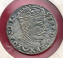 1582. Lengyel Királyság, Báthory István 3 Gr. ezüst, jó érték.