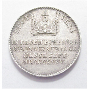 Csehország, V. Ferdinánd koronázási zseton 1836 - Prága EF+, 3.200g