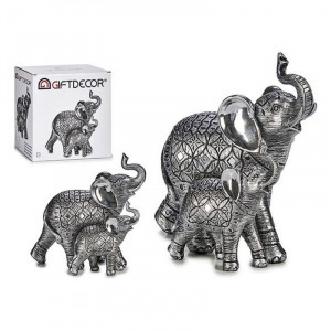 Dekoratív Figura Elefánt Ezüst színű 21,5 x 20,5 x 11 cm