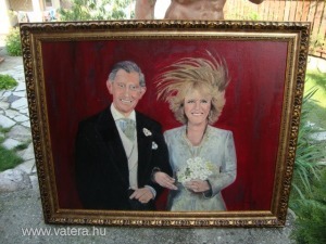 Károly herceg és Kamilla o-v festmény 92x114 cm