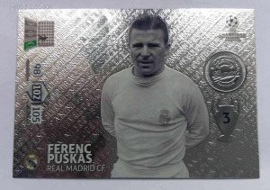 PUSKÁS FERENC Real Madrid Panini Adrenalyn XL Champions League LEGENDS sportkártya focis kártya ÚJ