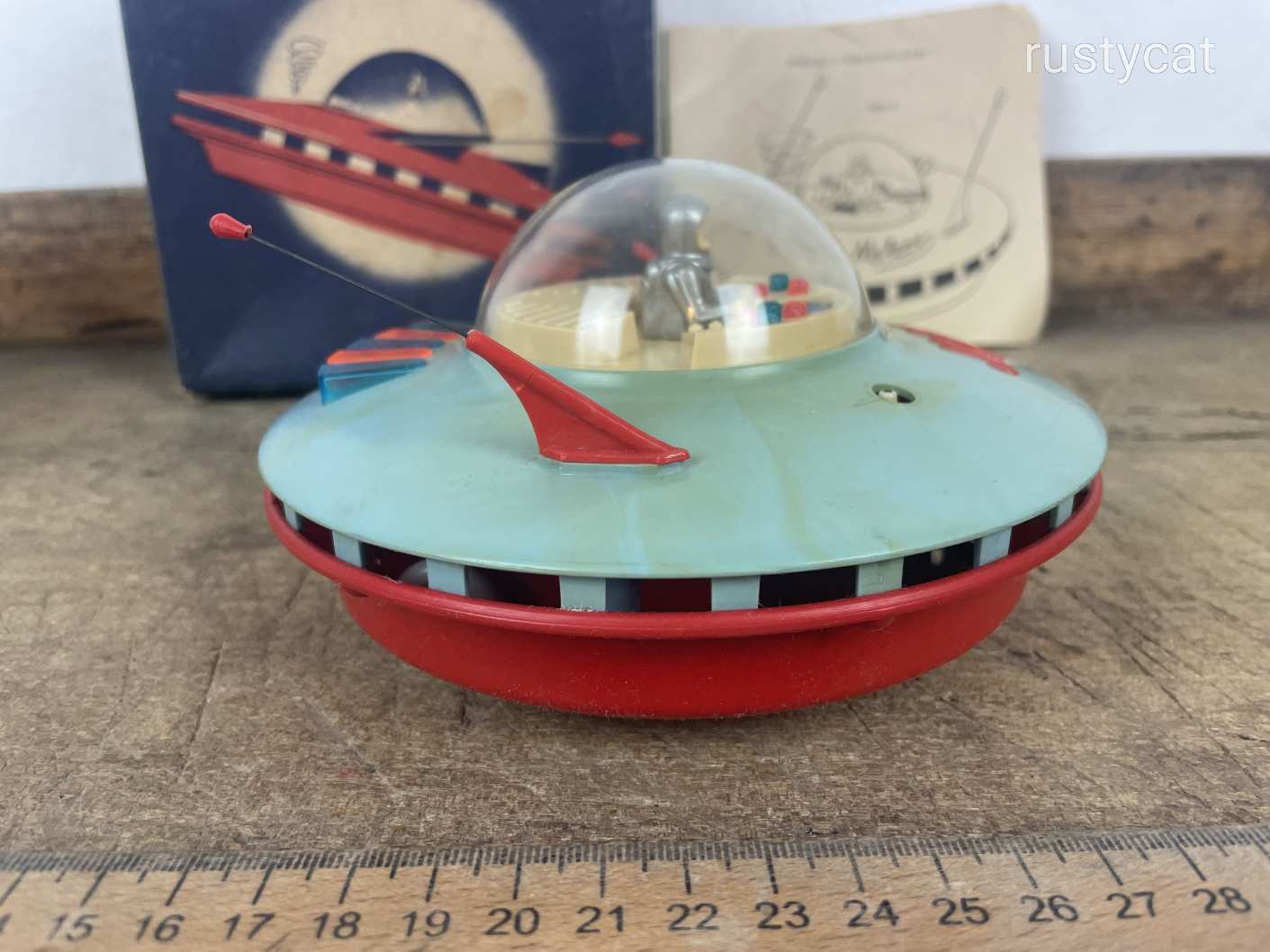 -AX462- Palart Meteor retro elemes műanyag játék űrhajó UFO repülő csészealj dobozában útmutatóval