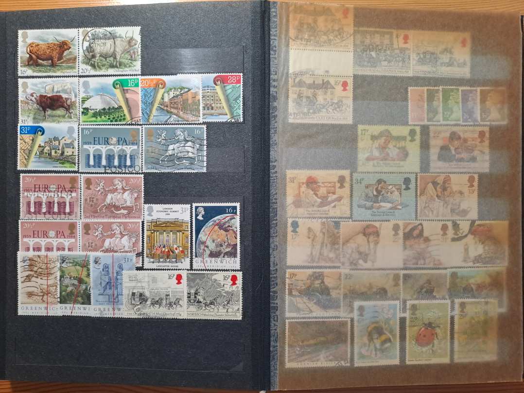 Nagy - Britannia, pecsételt bélyeggyűjtemény, 10 lapos, közepes méretű bélyegberakóban.