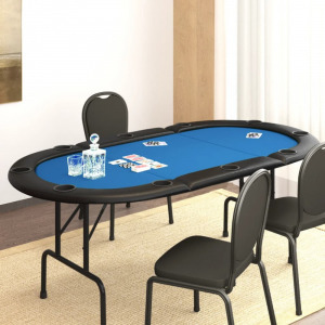 kék összecsukható pókerasztal 10 játékosnak 206 x 106 x 75 cm