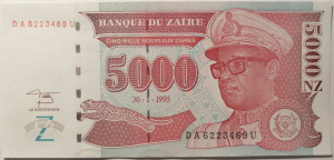 Zaire 5000 nouveaux zaire 1995 UNC