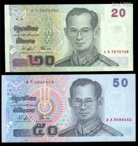 Thaiföld Thailand 50 + 100 baht é.n. (2003, 2004) - 2 db együtt - Pick 109, 114 - UNC, banktiszta