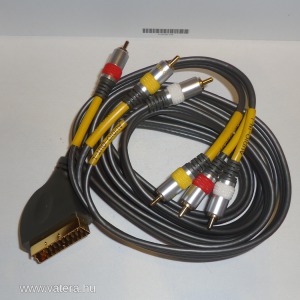 Profi aranyozott SCART Százlábú - RCA összekötő kábel SCART dugó - 6x RCA dugó teljes bekötésű