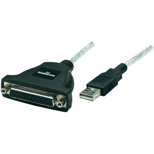 USB - Párhuzamos portos nyomtató kábel fordító, átalakító kábel 1,8 m fekete Manhattan 336581