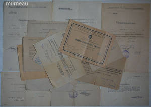 BM Államrendőrség rendőr hőhadnagy dokumentumai 1945-1950 + egy közbiztonsági érem adományozó