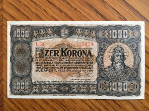1000 korona (1923) gyűjteményből eladó