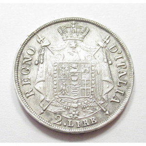 Olaszország, 2 lire 1813 V EF+, 10g900