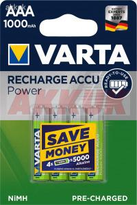 Varta Power Akku Ready2Use Micro Mikro (tölthető elem) AAA 4db/csom. 1000mAh
